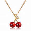 Cherry Crystal Necklace – PVD Gold-Plated Brass