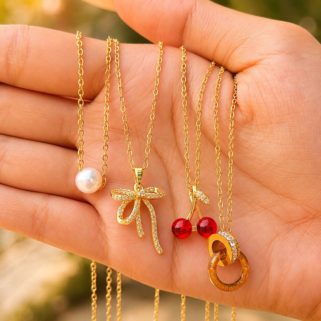 Bow-Gold Plated Brass Necklace