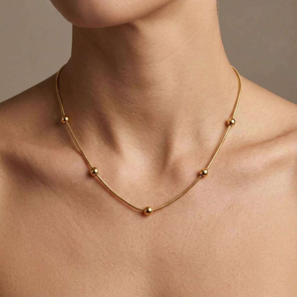 Premium Beaded Gold Snake Chain