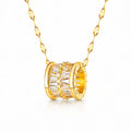Gold Barrel Crystal Pendant Necklace-Gold-Plated