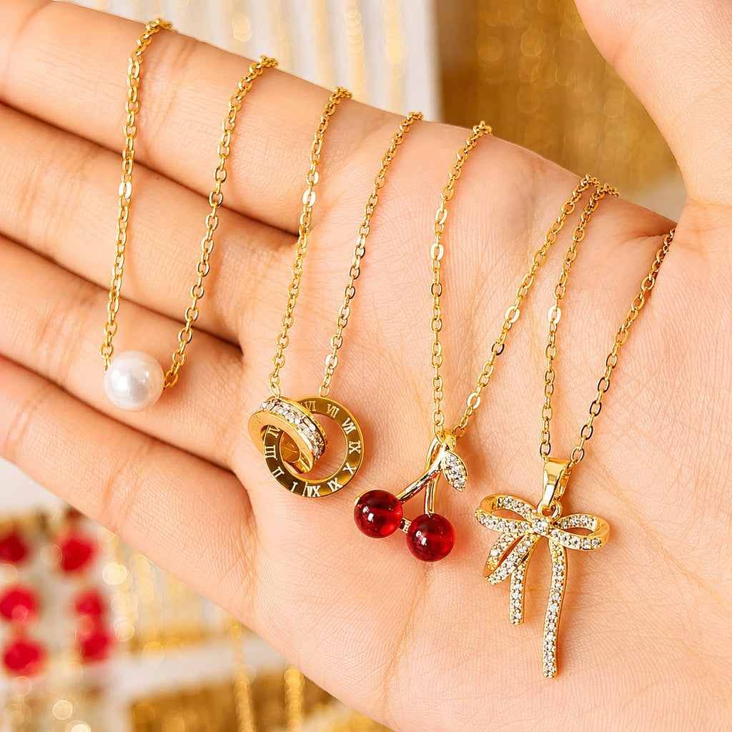 Bow-Gold Plated Brass Necklace