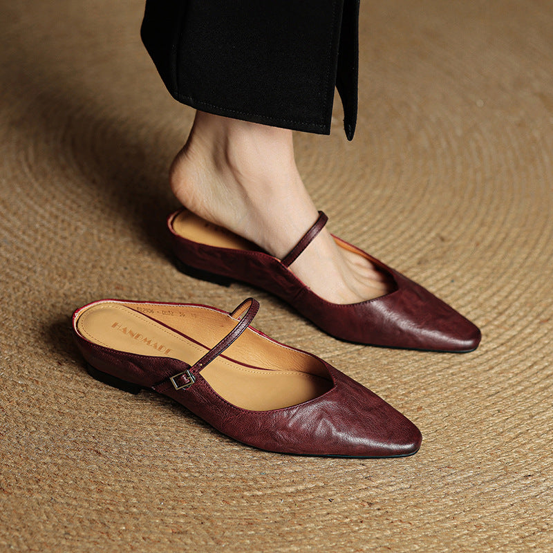 Womens Retro Pointed Toe Slip-On Slippers