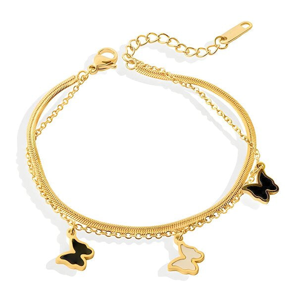 18K Gold Butterfly Charm Bracelet waterproof