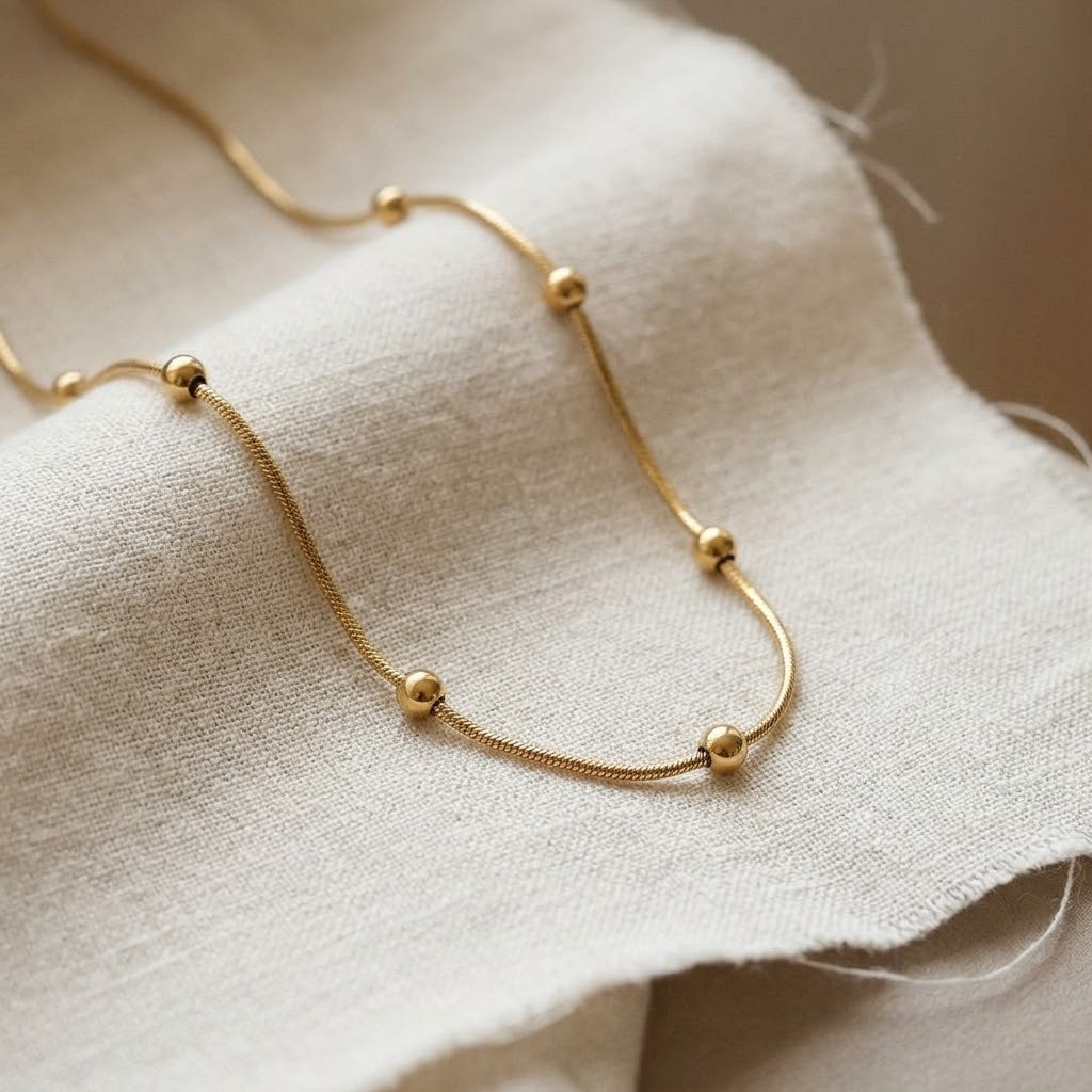 Premium Beaded Gold Snake Chain