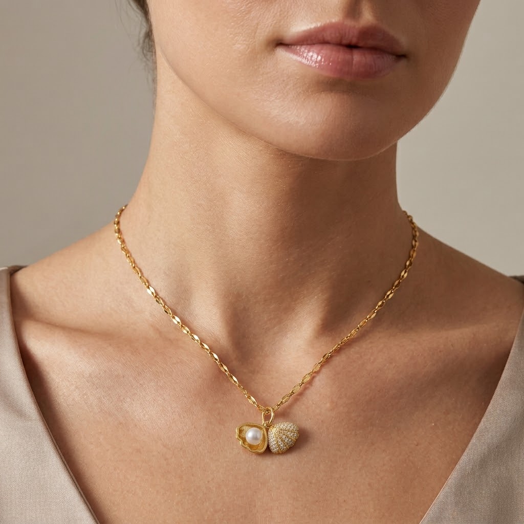 Seashell Glow Gold-Plated Necklace ✨