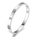 Silver Bezel-Set Crystal Bangle