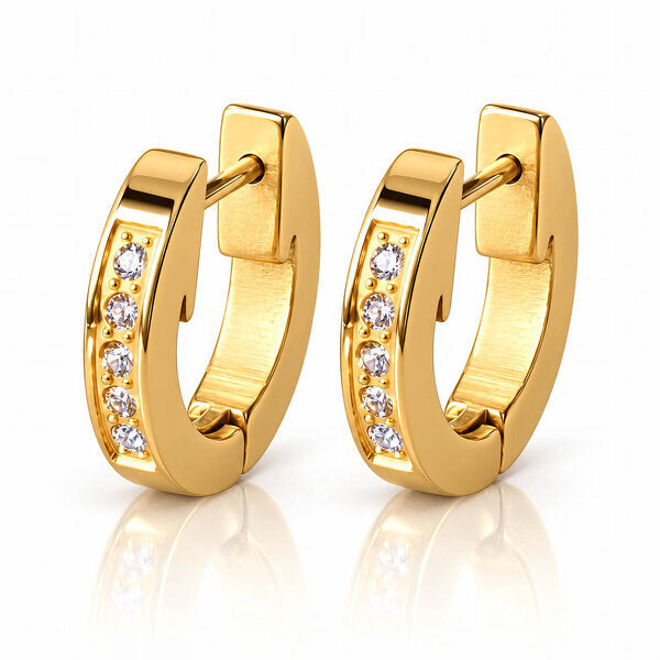 Sparkle Line Hoop Earrings 18K Gold Plated