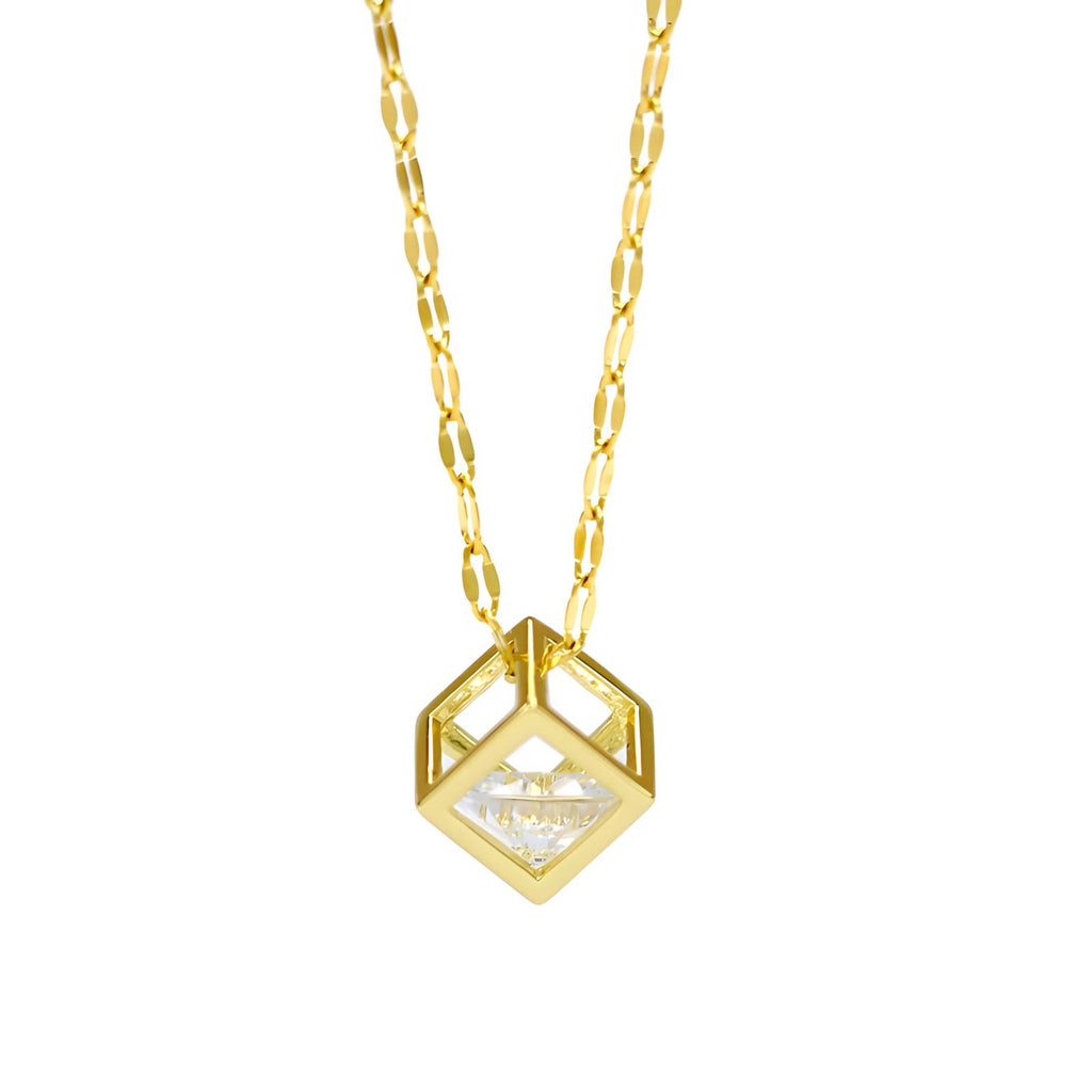 Geometric Cube Pendant Necklace