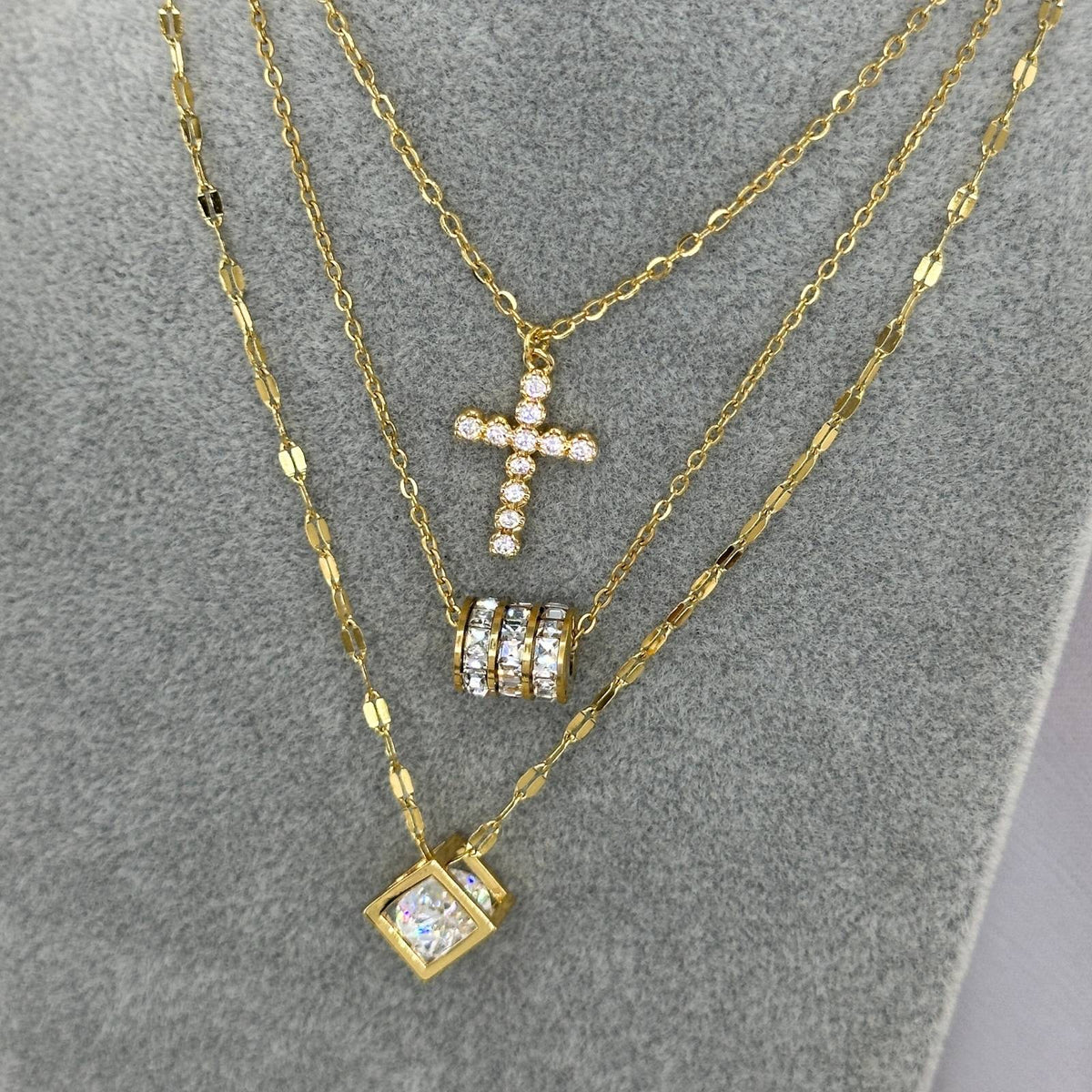 Geometric Cube Pendant Necklace