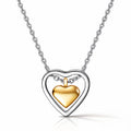 Two-Tone Floating Heart Intensity Pendant Necklace