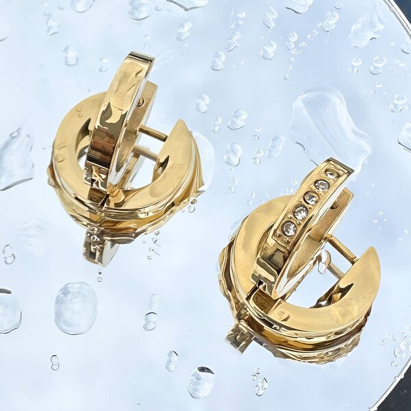 Sparkle Line Hoop Earrings 18K Gold Plated