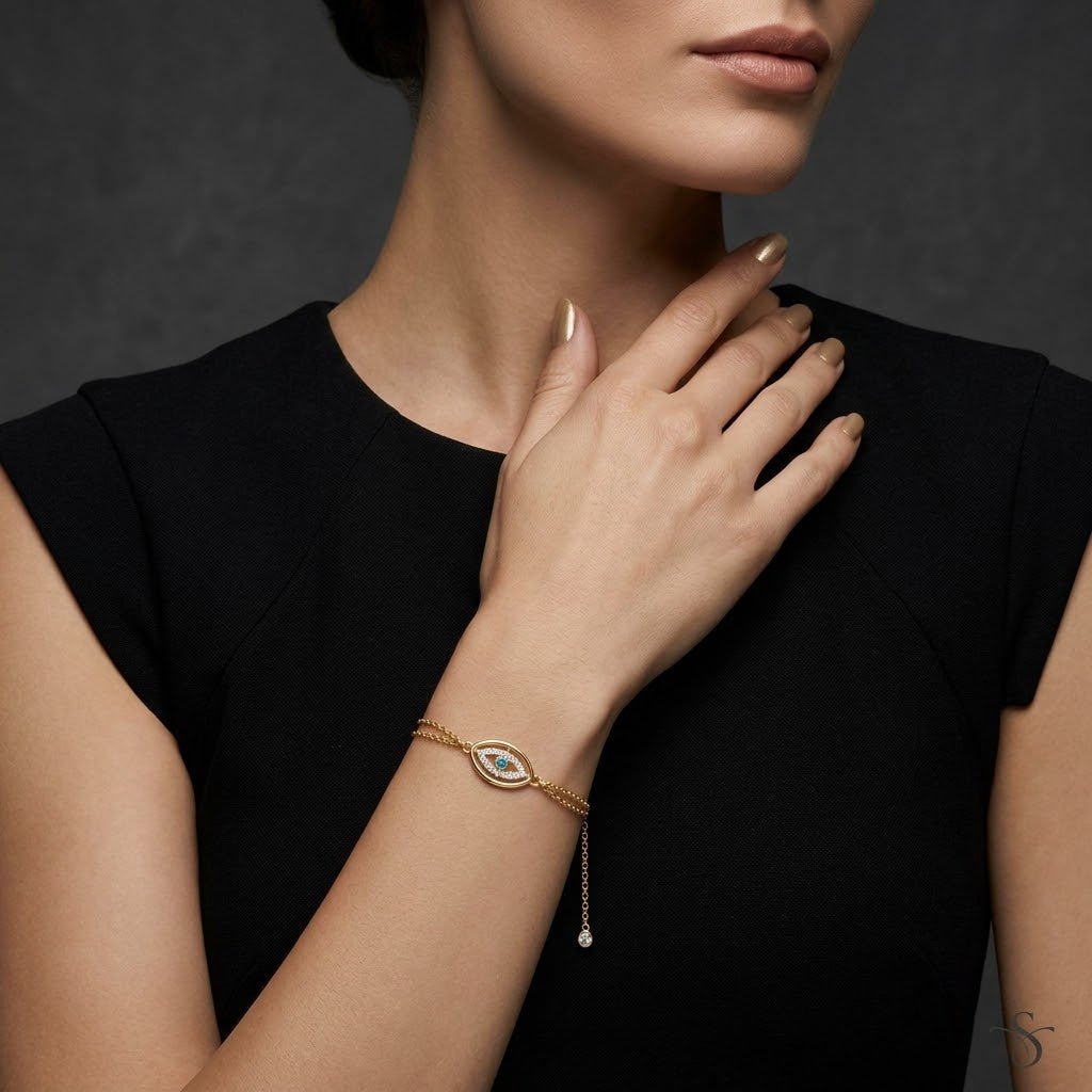 18K Gold Evil Eye Bracelet