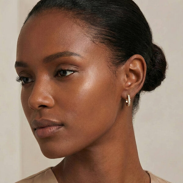Sparkle Line Hoop Earrings 18K Gold Plated