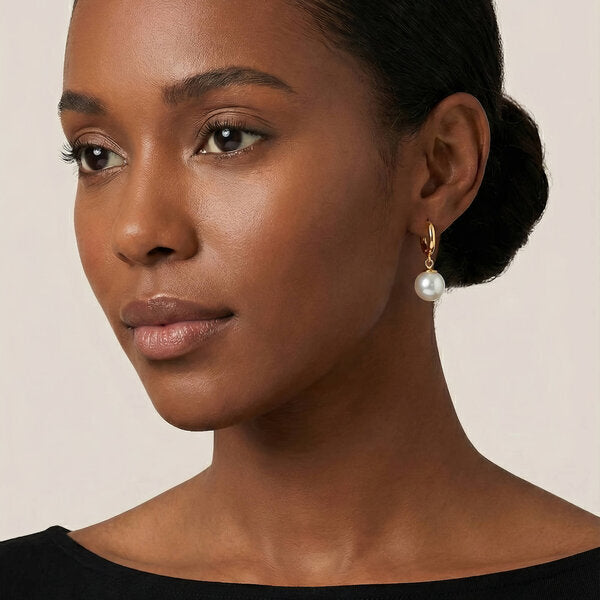 Hoop Pearl Drop 18k Gold Plated Earrings