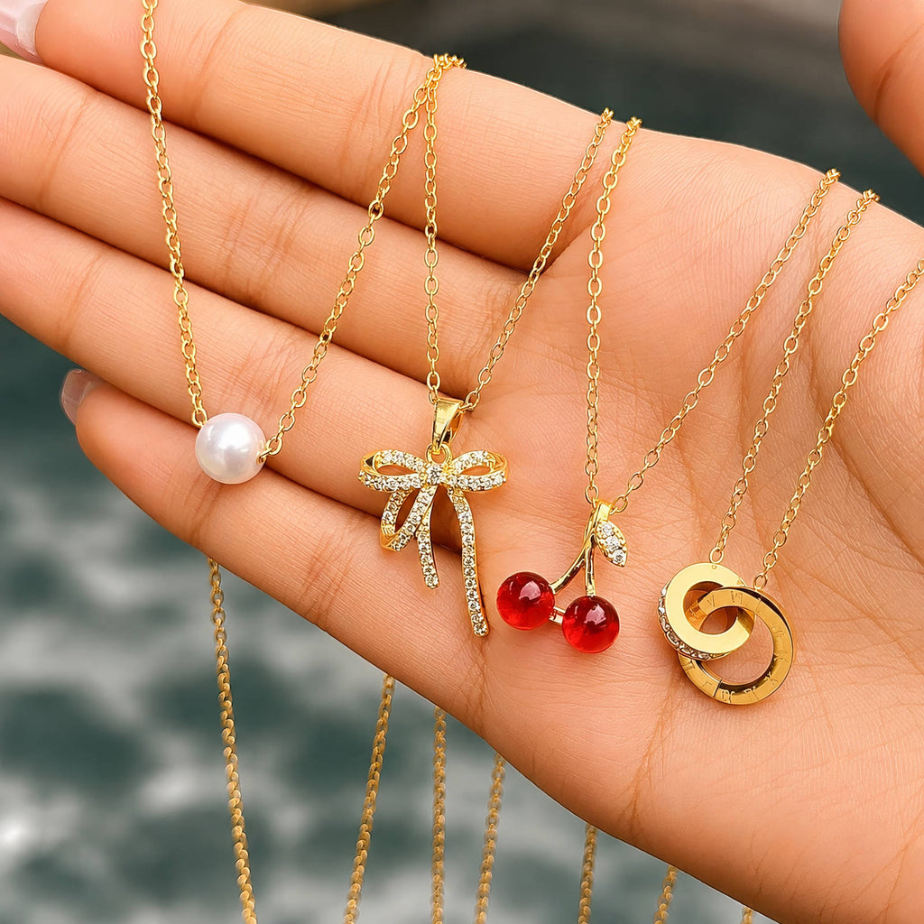 Bow-Gold Plated Brass Necklace