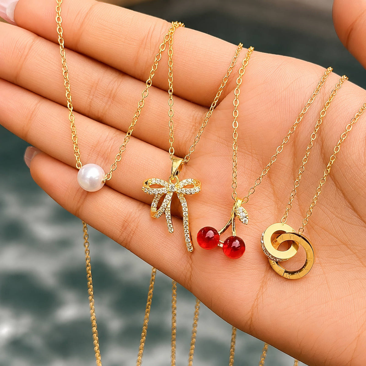 Bow-Gold Plated Brass Necklace