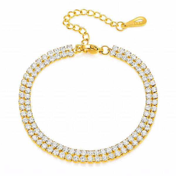 Double-Row Tennis 18K Gold Bracelet