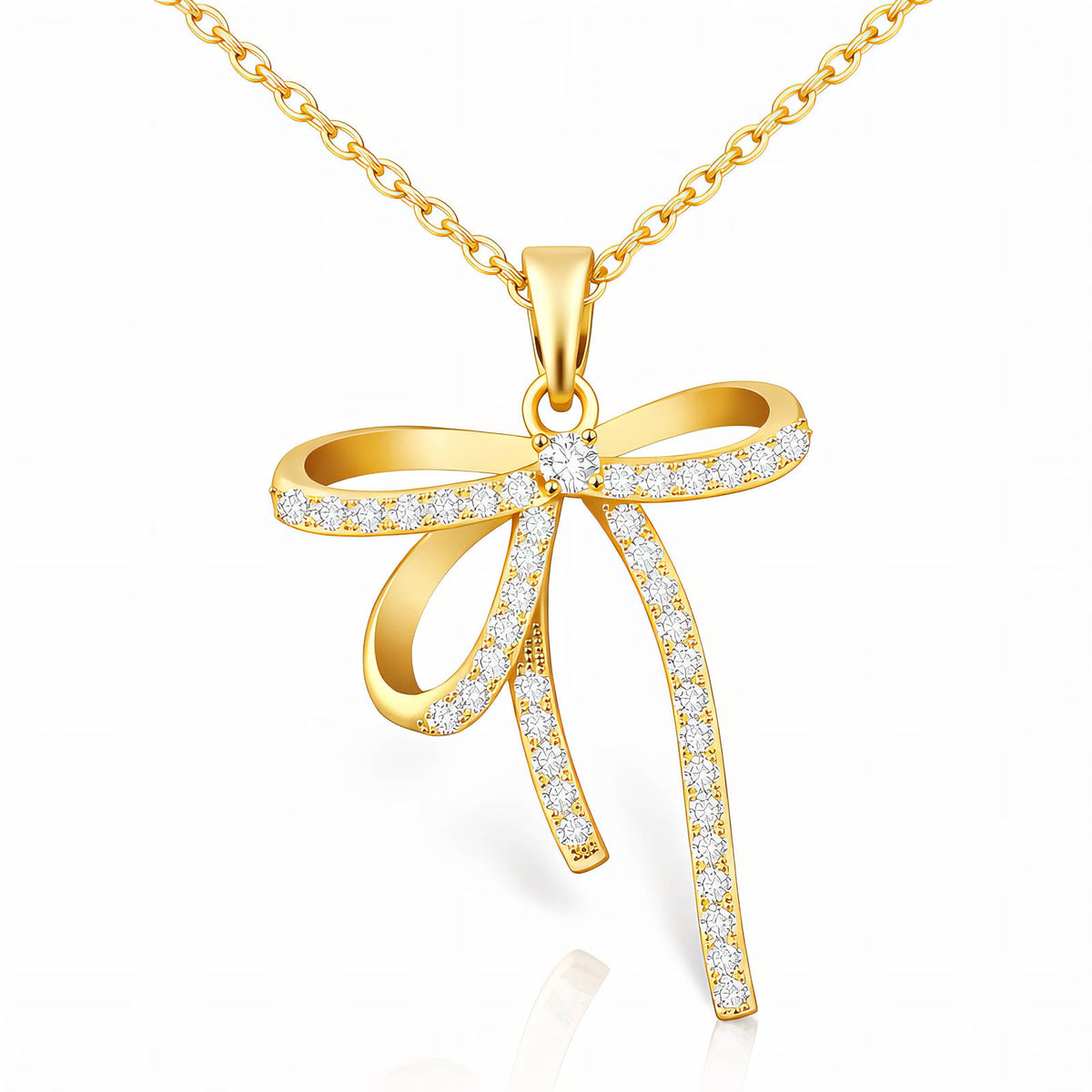 Bow-Gold Plated Brass Necklace