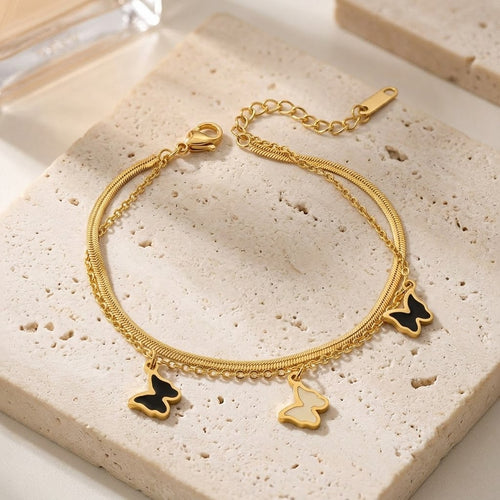 18K Gold Butterfly Charm Bracelet waterproof
