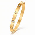 18K Gold Heart & Crystal Bangle