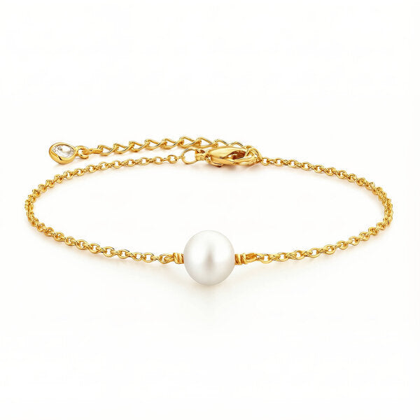 Single Freshwater Pearl 18K Gold Bracelet
