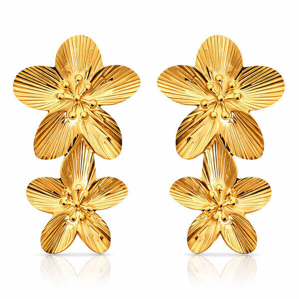 Double Flower 18K Gold Plated